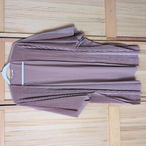 Alchemy Thread XXL Dusty Rose Crushed Velvet Ribbed Longline Striped Cardigan
